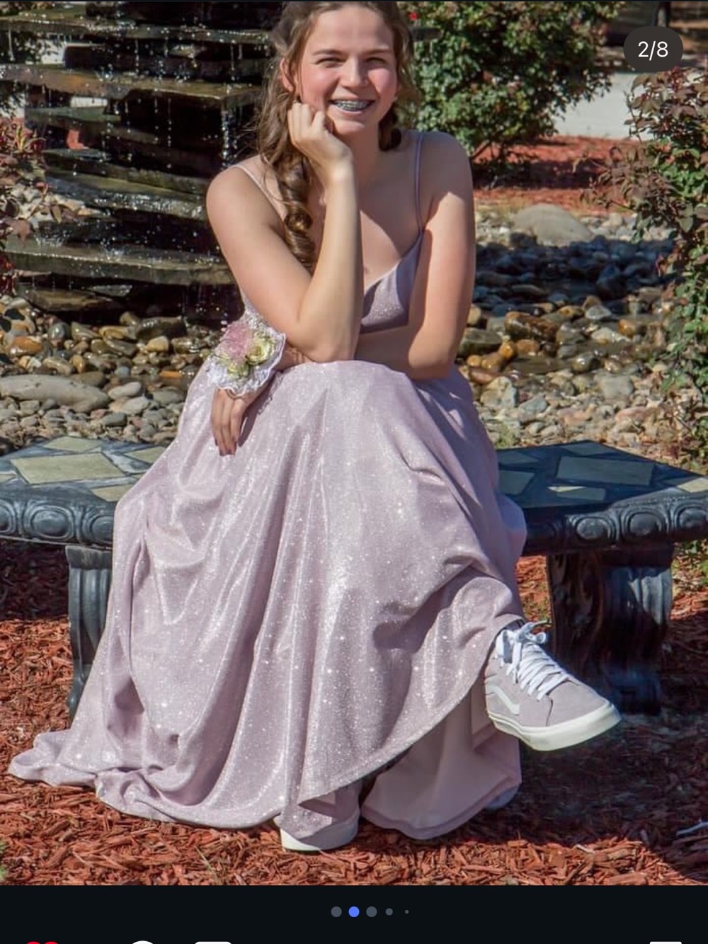 Elegant Lavender Sparkle Evening Dress - Sleeveless Gown - Picture 2 of 3
